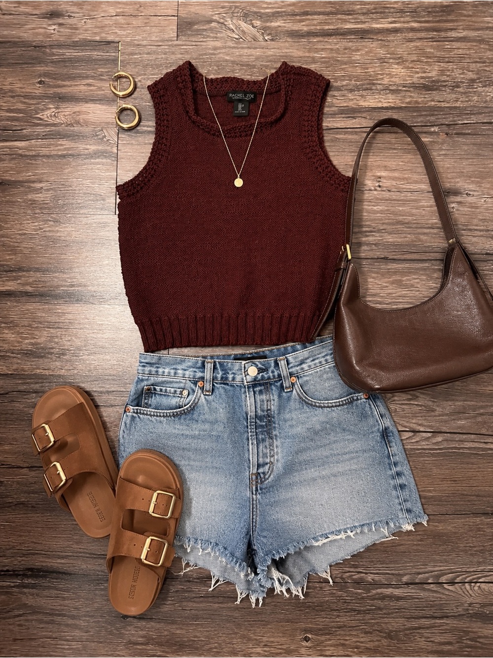 Rachel Zoe Burgundy Knit Cropped Tank Top